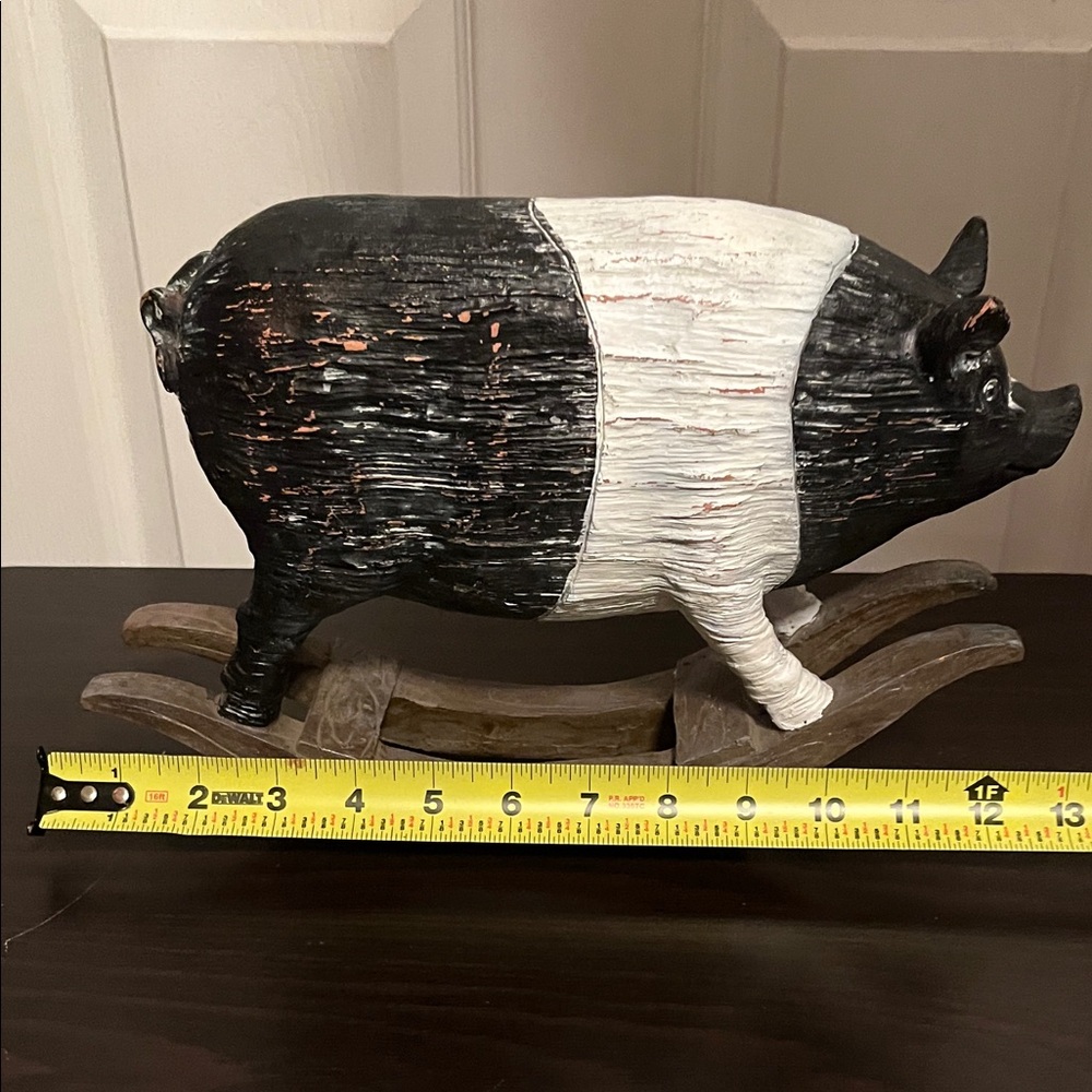 Black and White Rocking Pig Figurine - Picture 3 of 5